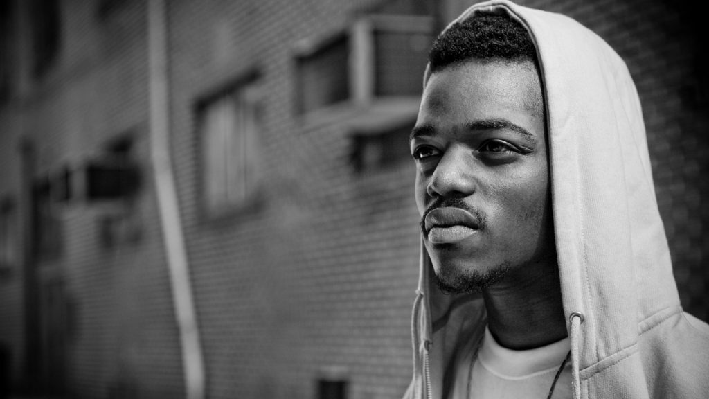 black and white portrait of young black man