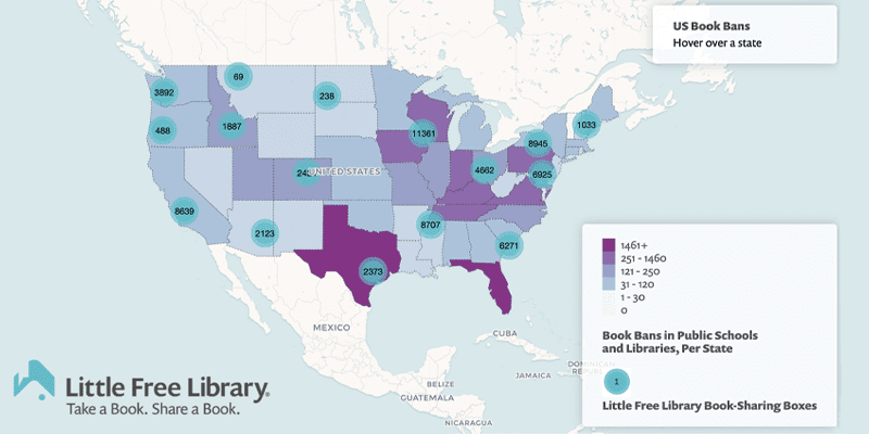 Interactive Map from Little Free Library Helps Regions Most Affected By Book Bans 1 image