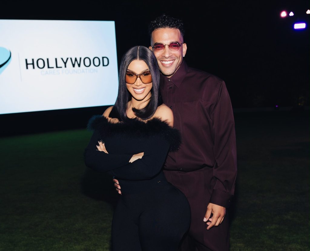 Cardi B and Jason Lee attend The Hollywood Cares Foundation fundraising dinner supporting Stockton youth programs.