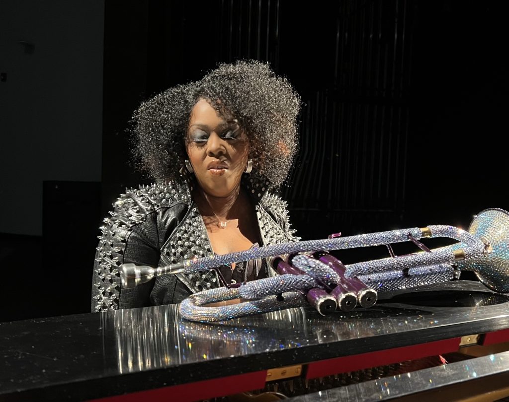Syreeta Thompson, known as the Trumpet Lady, poses with her trumpet in support of her jazz-fusion album Legacy In Motion.