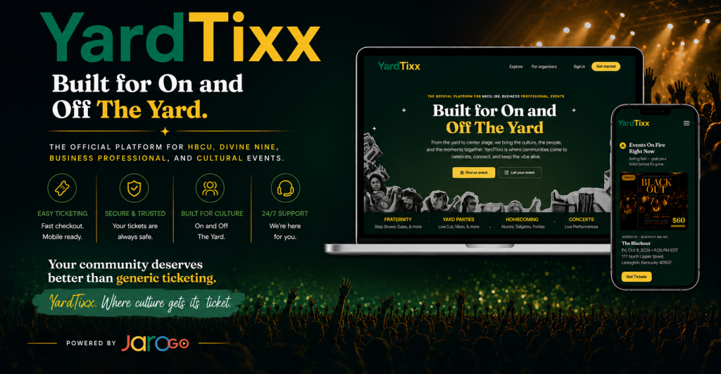 YardTixx Powered by JaroGo promotional flyer